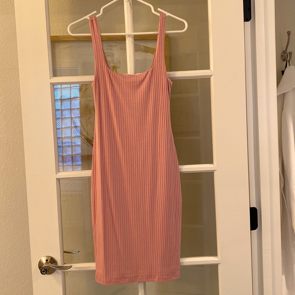 Lisa & Lucy dusty rose pink ribbed knit tank dress XS